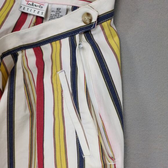 Vintage 90s Talbots Women's 16 Petite Striped High Waist Cotton Shorts Preppy - Picture 3 of 6
